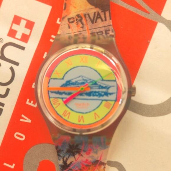 Swatch watch POSTCARD GN127 Rare New old stock with case paperwork and battery - Picture 1 of 9